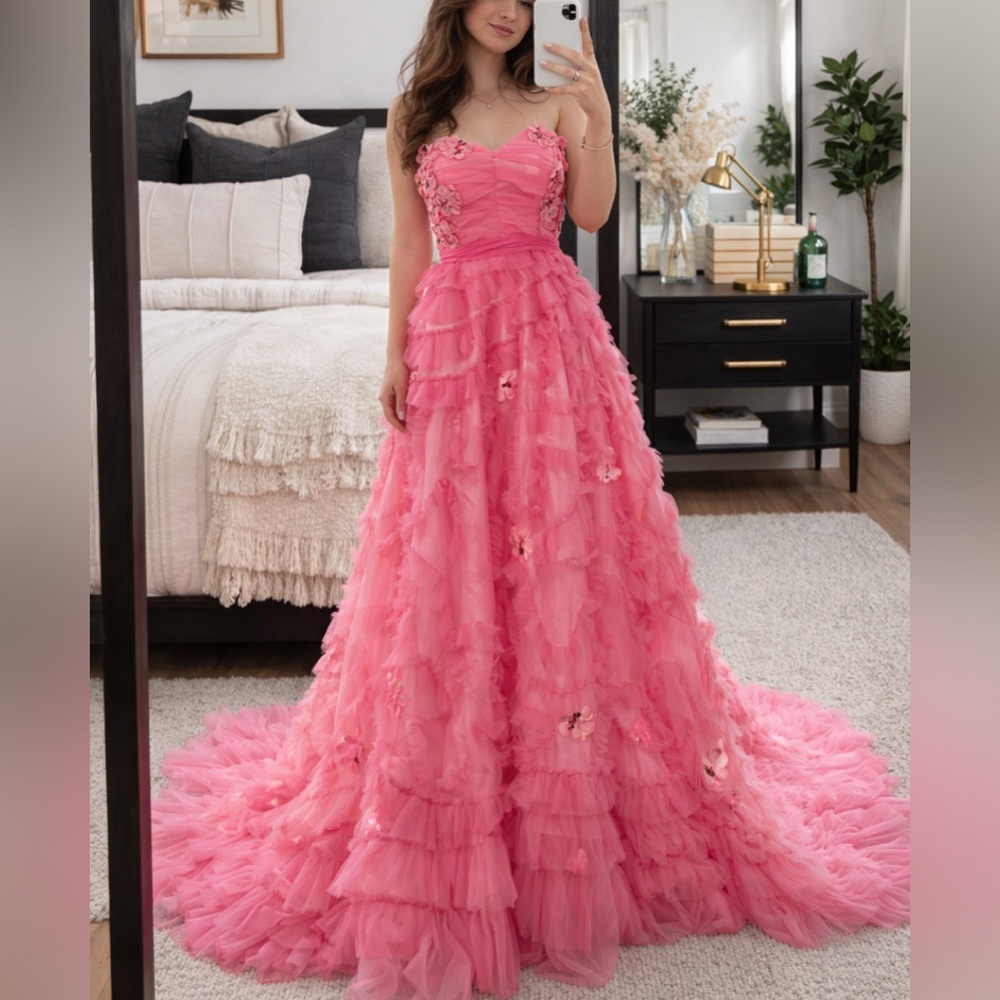 $1295 Floral Strapless Gown